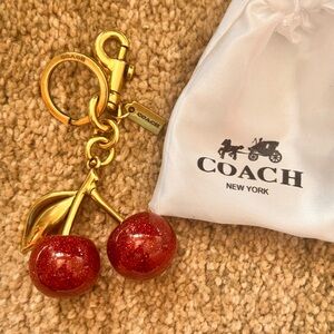 Coach Red Cherry Key Holder with Gold Hardware